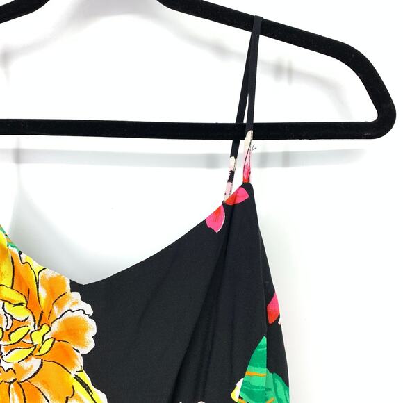 Old Navy Women's Size Medium Shirred Back Sundress Black Floral A-Line - Picture 3 of 6